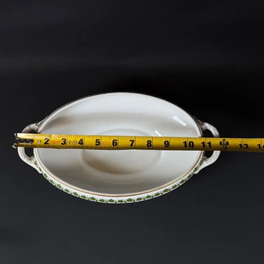 Vintage Limoges France Oval Serving Dish white with floral Grape gold trim 12